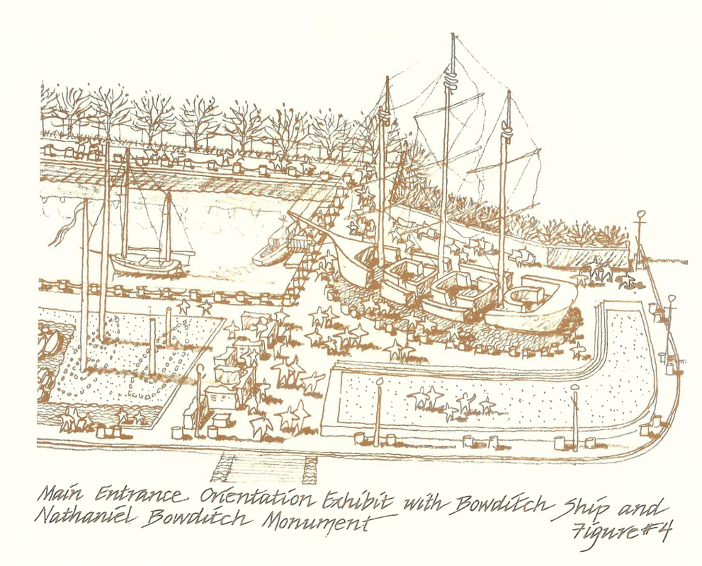 Sketch of a proposal for a park with ships