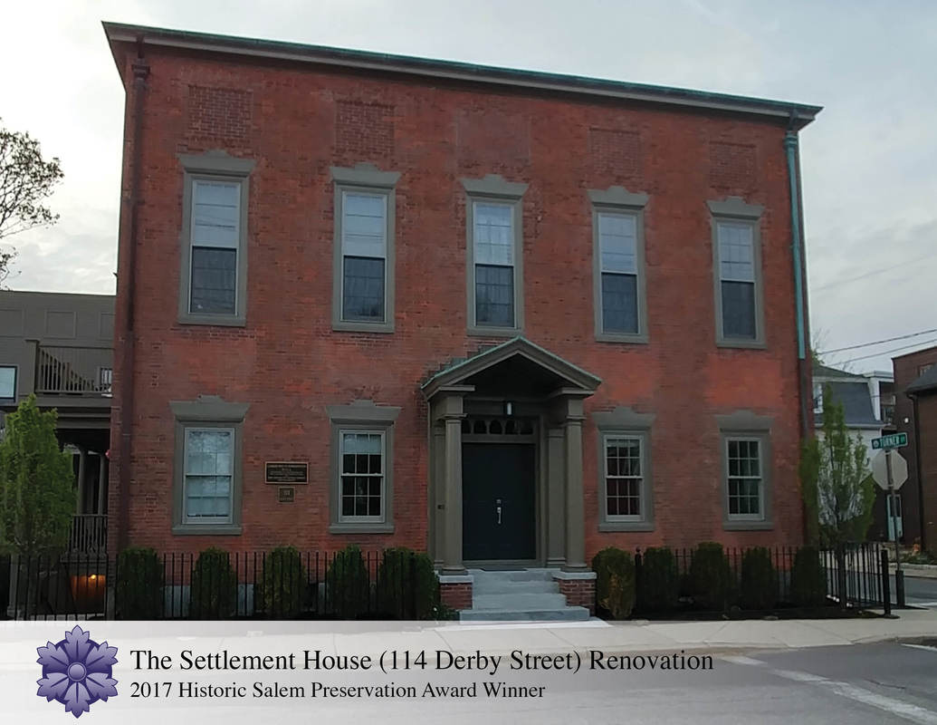 Photo of red brick former settlement house of the House of Seven Gables
