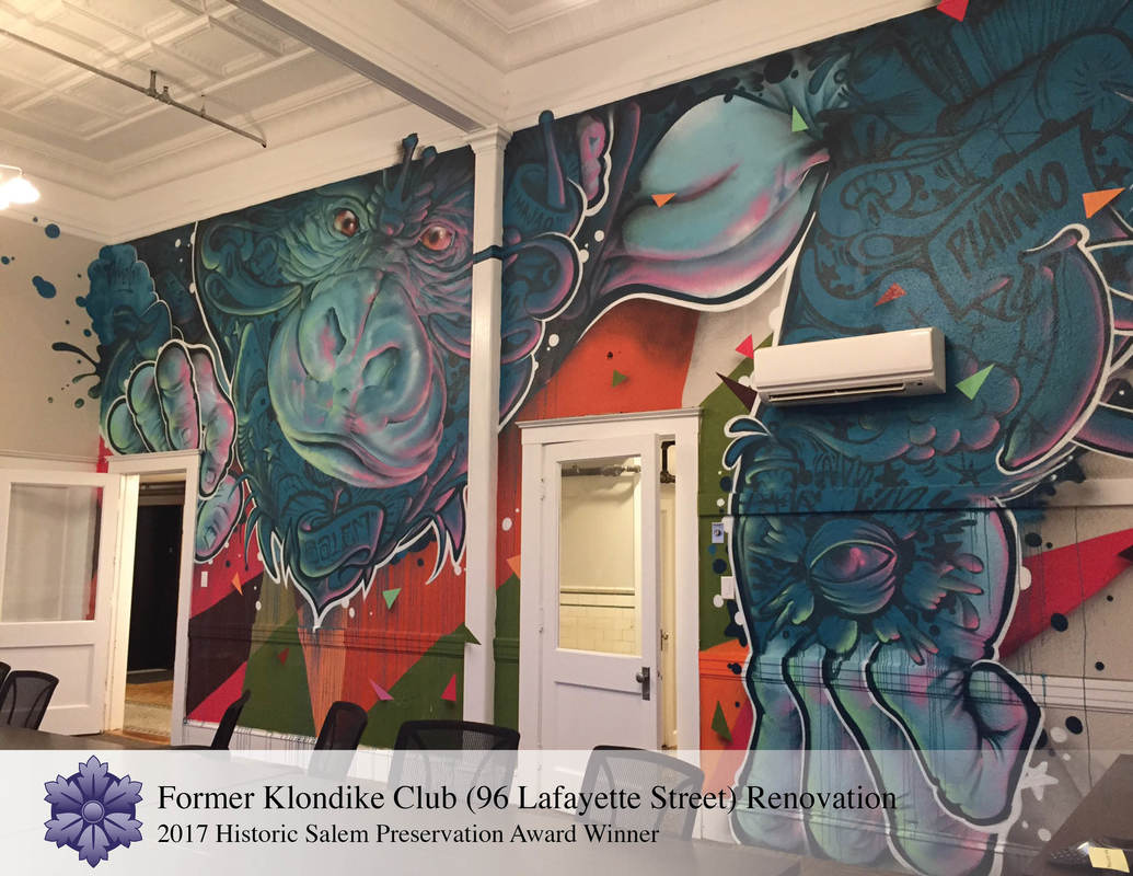 Wall art of a gorilla inside 96 Lafayette Street