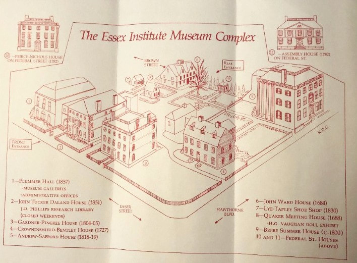 Essex Institute brochure with red text and images, date unknown.