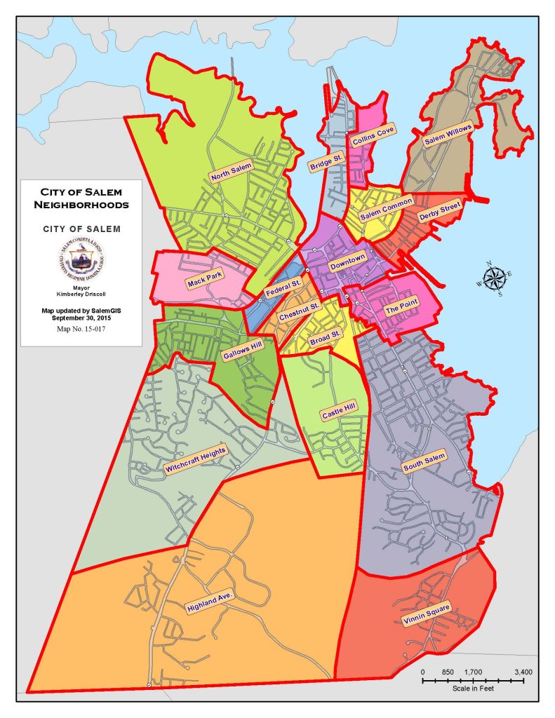 Map of Salem, MA neighborhoods by the City of Salem.