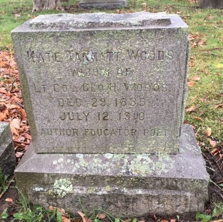 Kate Tannatt Woods headstone in Greenlawn Cemetery